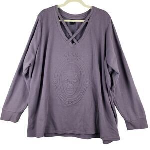 Disney Size 5X Magic Mirror‎ Pullover Sweatshirt Dusty Purple Criss Cross V-Neck